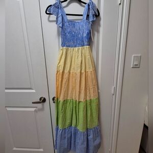 NWT Aura smocked striped maxi, Size Small